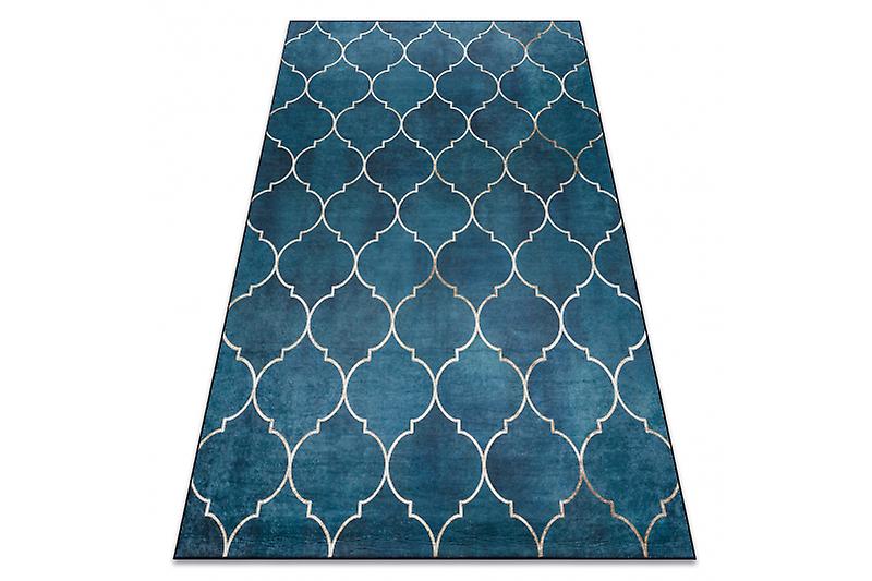 ANDRE 1181 washing carpet Moroccan trellis anti-slip - blue