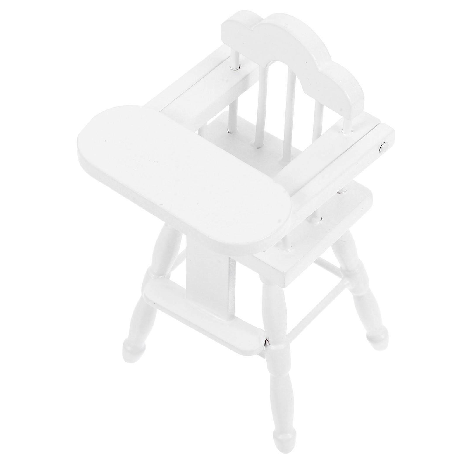 White Mini Stool with Fine Timber Details for Dollhouse Decoration 1pc 1/12 Scale