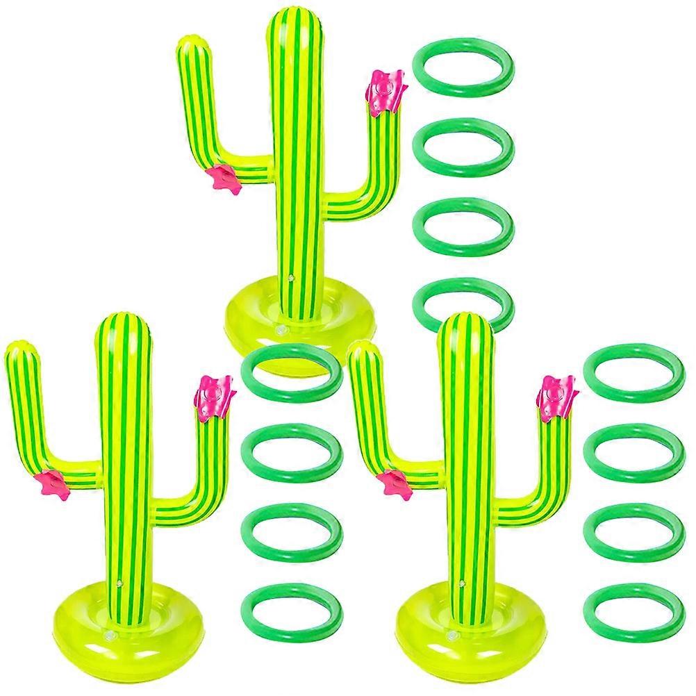 3 Sets Inflatable Cactus Toss Ring Game for Summer Beach Parties Outdoor Activities Family Fun Easy Storage Floating Ring