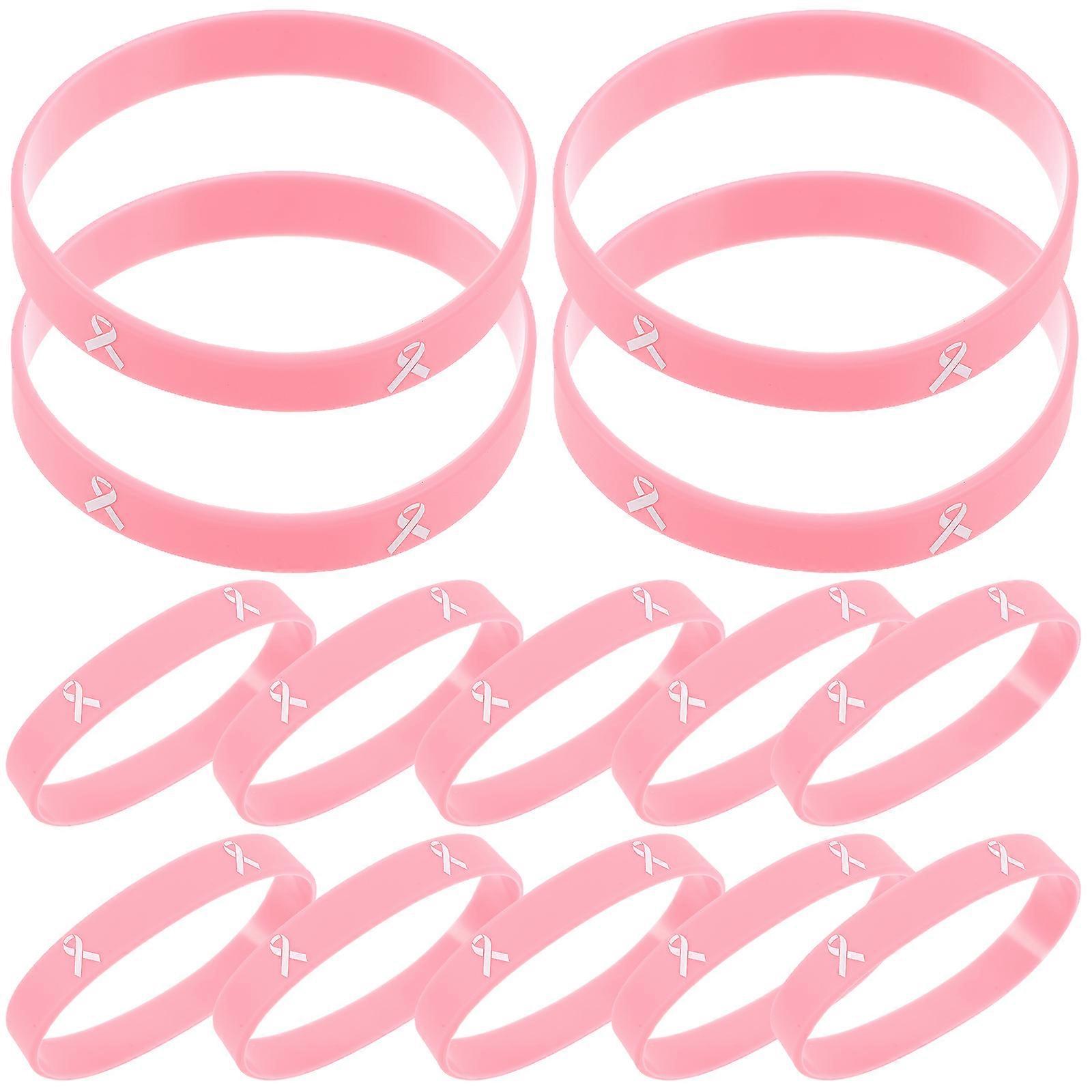 20pcs Silicone Wristbands – Breast Cancer Awareness Bracelets with Inspirational Messages, Stylish for Daily Wear and Support Events