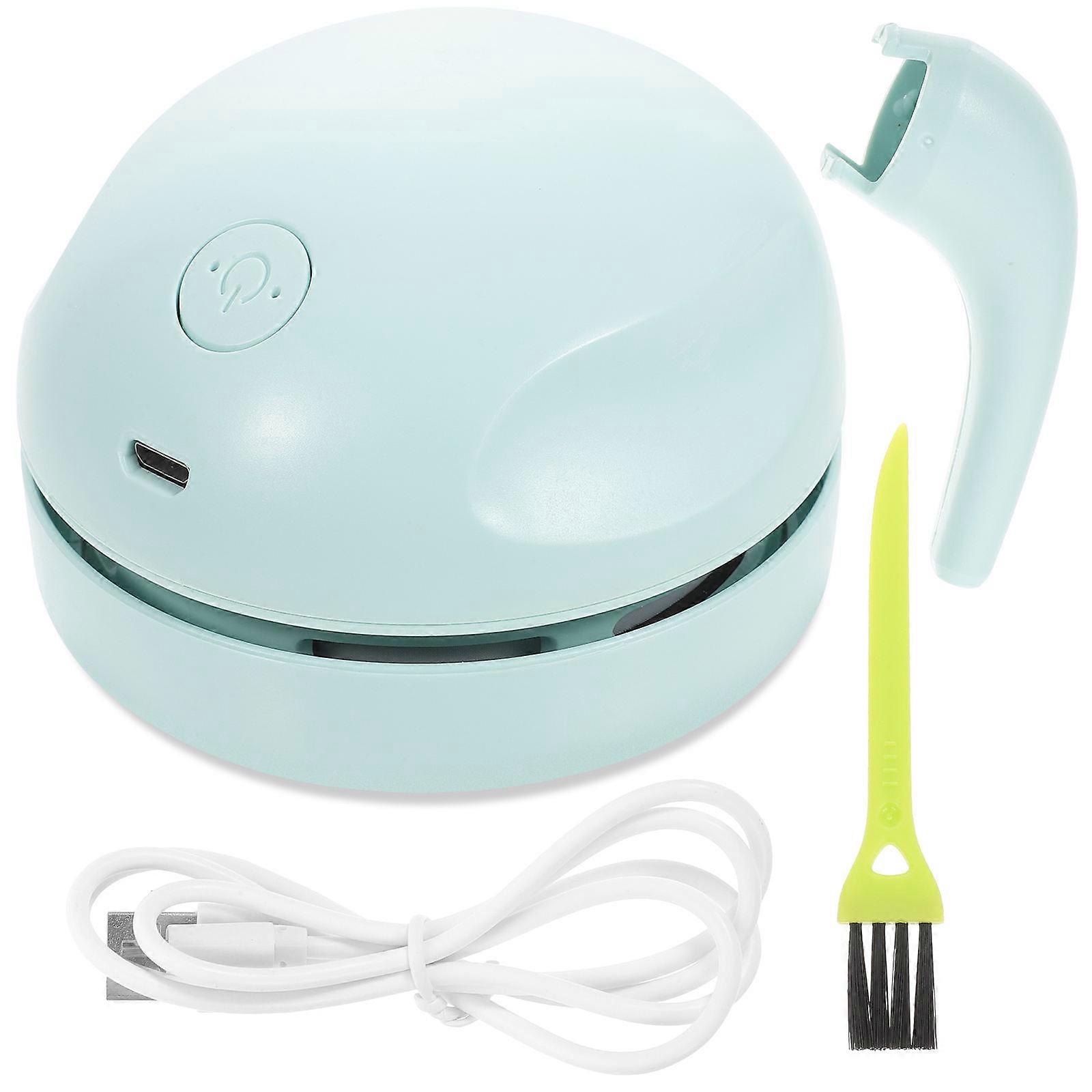 Portable Dust Cleaner For Office Usage Ergonomic Design Mini Desktop Vacuum Blue Compact 1Pcs