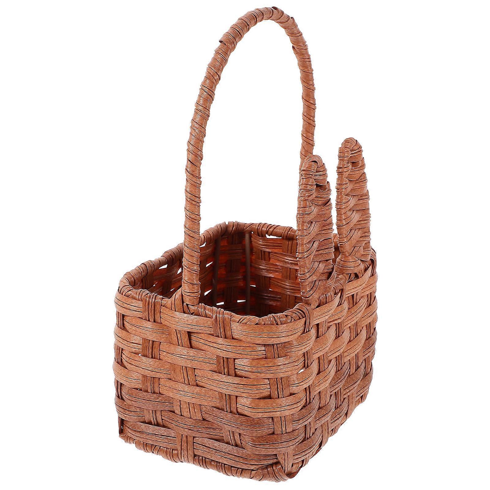 زخرفية المنسوجة الأرنب الأذن سلة للتجمعات تصميم جميل بني 1 مجموعة