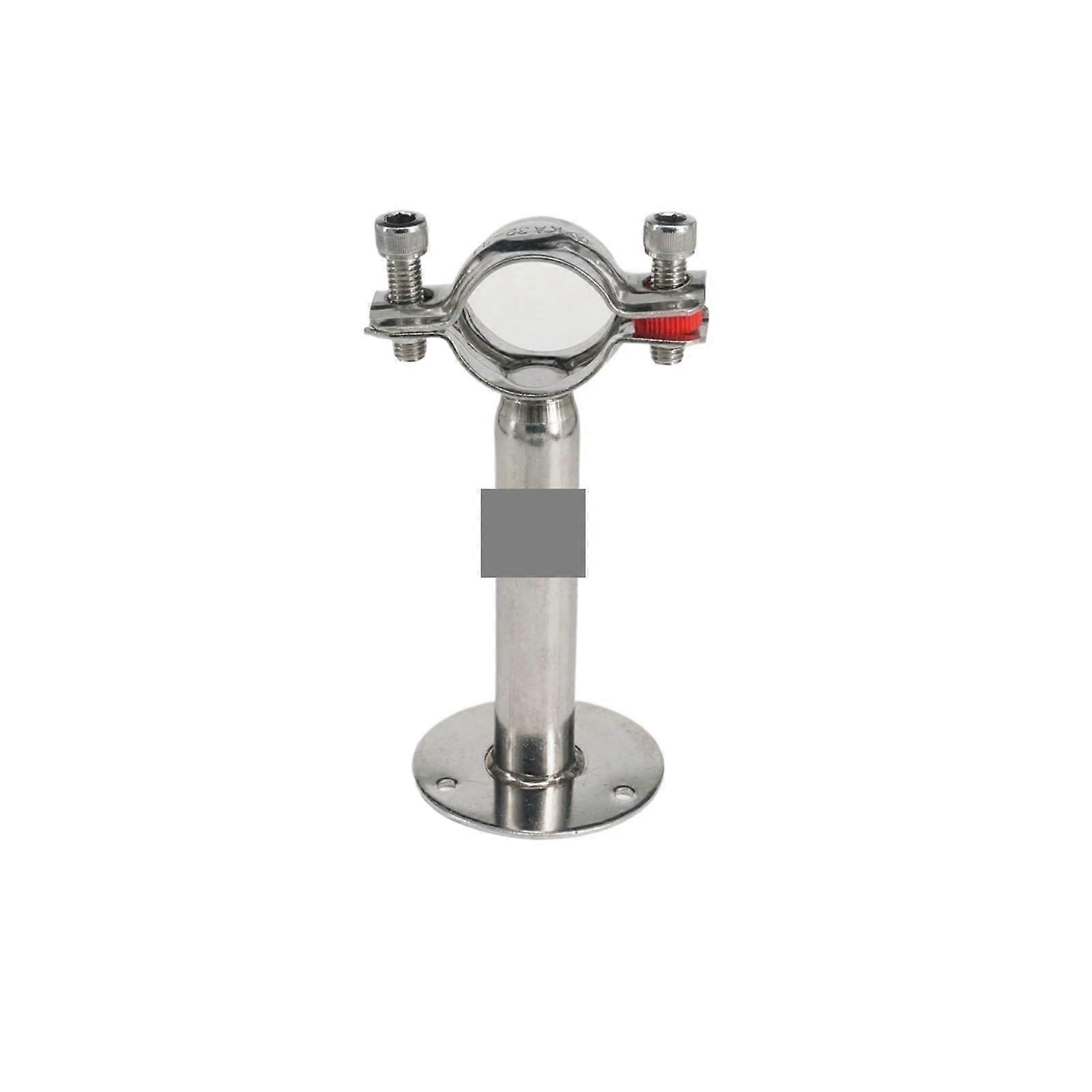 32 mm 304 Stainless Steel Pipe Clamp Clip Support Bracket with Base Plate Pole Length 100 mm