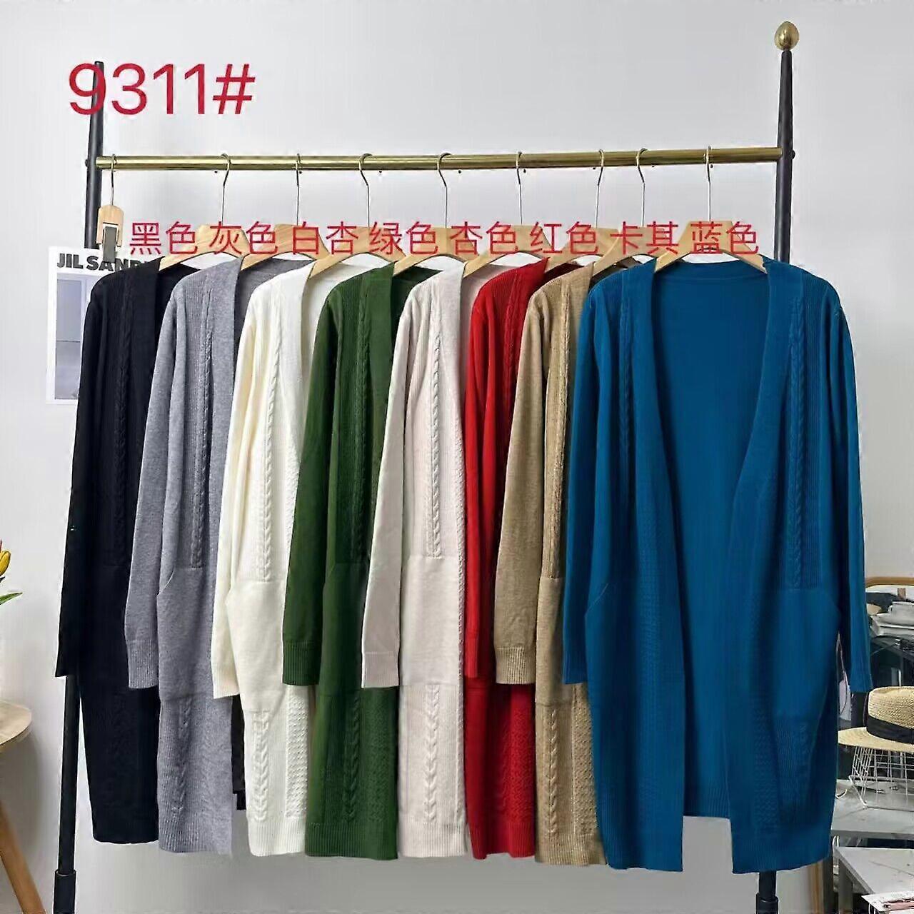 Spring Mid-Length Women's Cardigan With Core-Spun Yarn, Korean Style Loose Long-Sleeved Spring And Autumn Outerwear With Knitted Sweater Coat