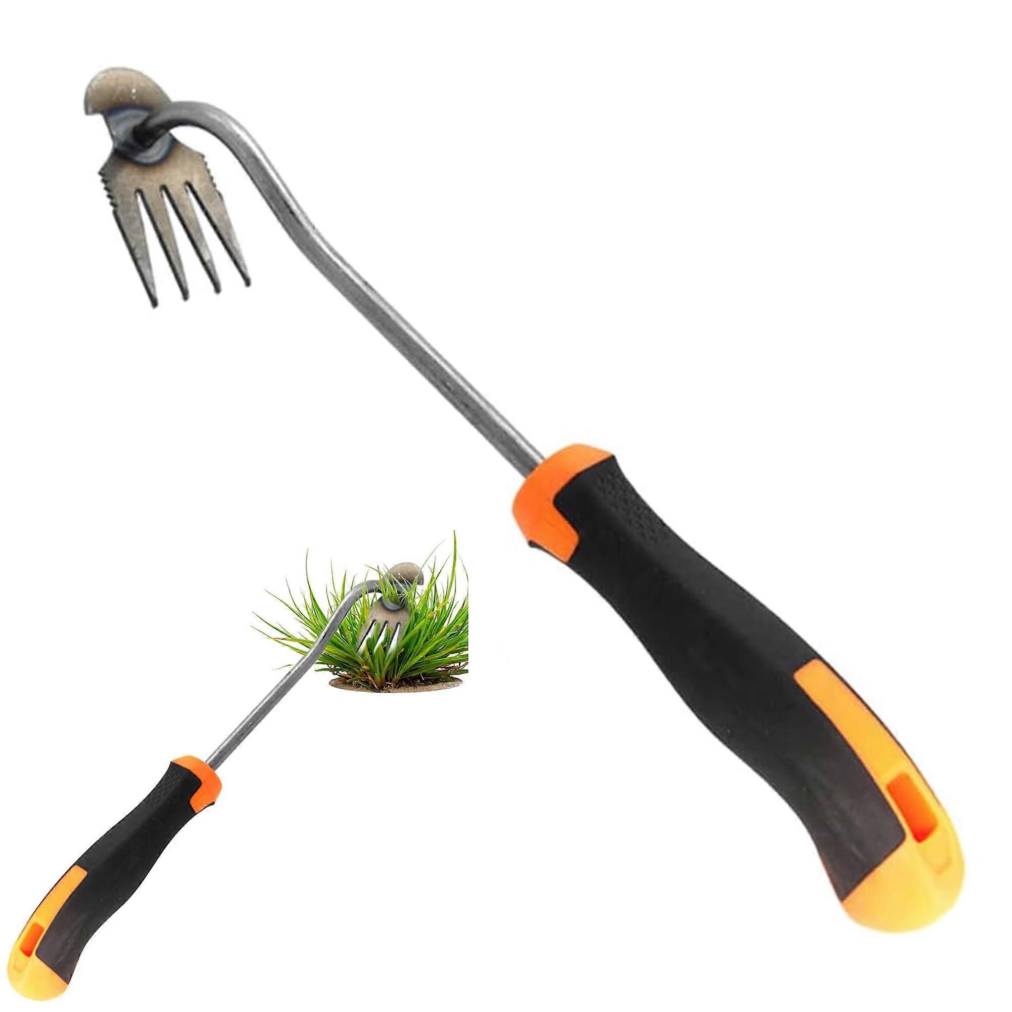 Stainless Steel Hand Weeder with Rubber Handle for Garden Weeding, Digging, Transplanting