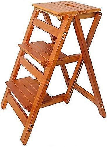 Folding Step Stool Wood With 3 Hinges Non Slip 66 cm 150 kg Safe At Home Ref 5797