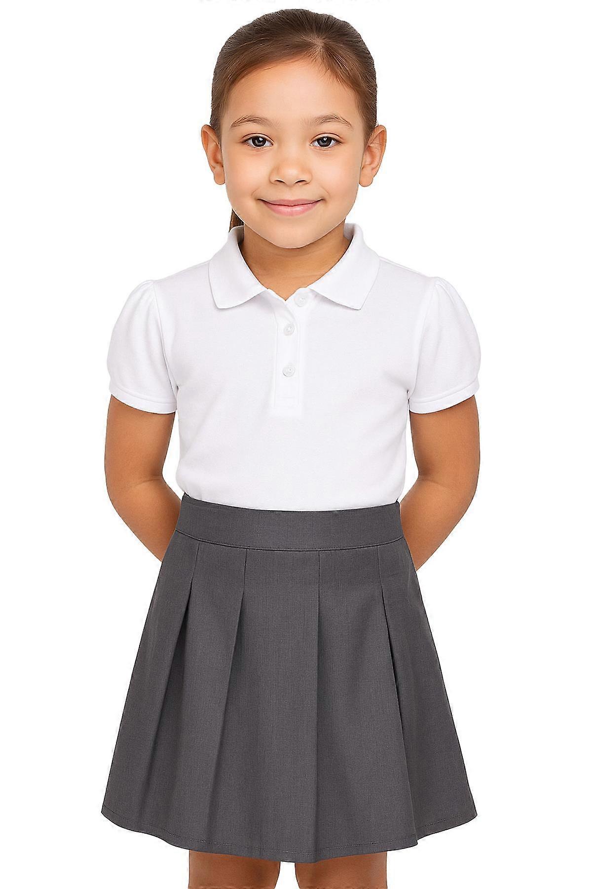 Kids Girls Plain School Uniform Pleated Skirt Elasticated Summer Skater Skirts