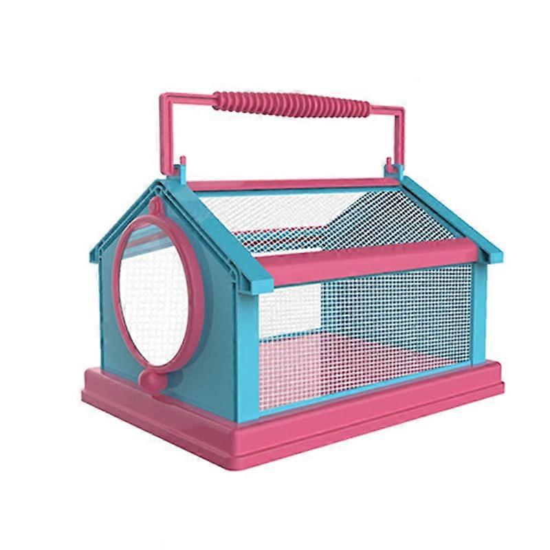 Böcek Gözlem Kafesi - Katlanabilir Taşınabilir Kelebek Gözlem Kutusu, Böcek Toplamak İçin, Mavi ve Pembe, Hafif Tasarım