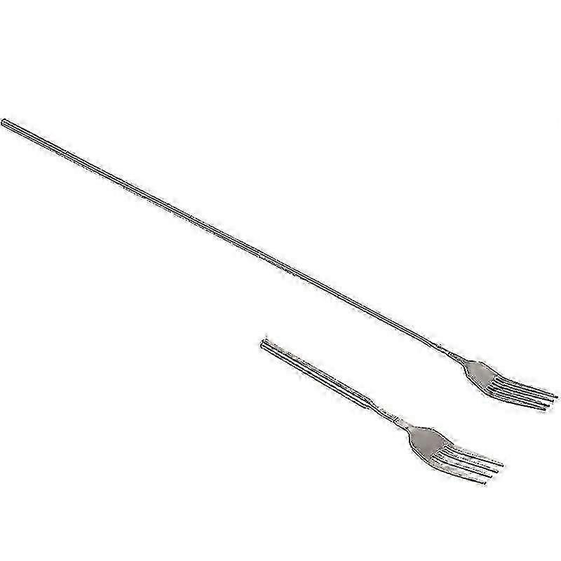 Retro Fork Bbq Telescopic Extendable Dinner  Dessert Long Handle Fork Tableware