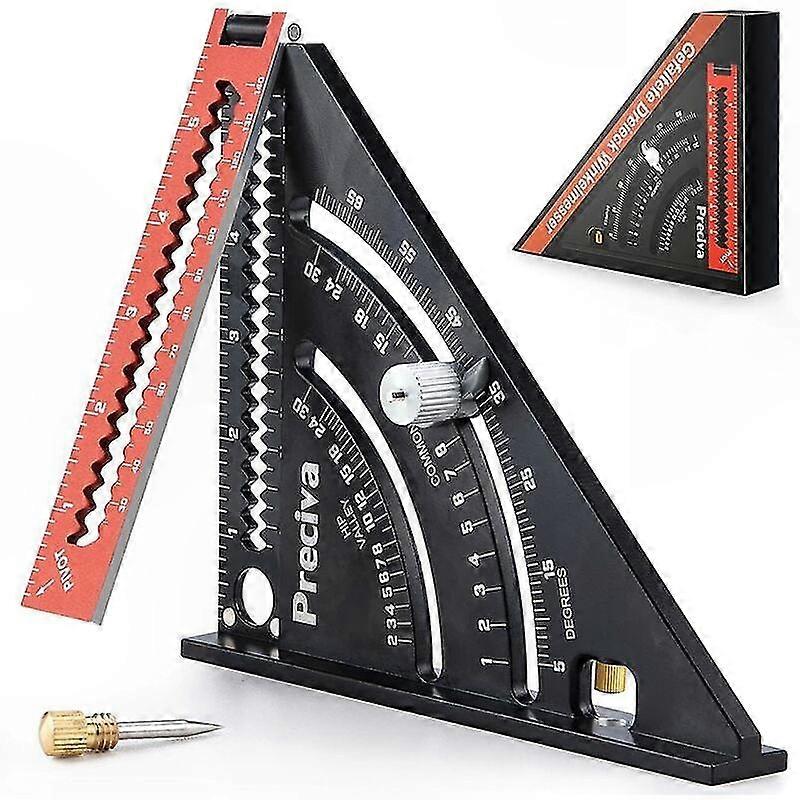 Aluminum Folding Triangle Ruler, 317mm Multifunction Angle Measuring Tool, 45/90 Degree Protractor Combo Square for Woodworking and Metalworking