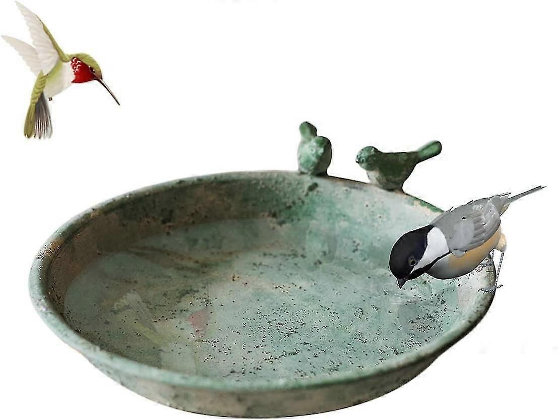 鋳鉄ラウンドバードバス-野鳥のためのグリーンガーデンデコレーション