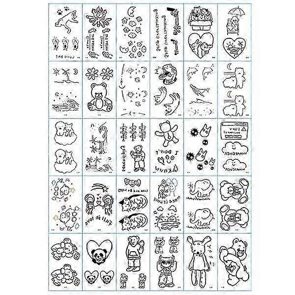 30 pcs Multicolore Tatouages Temporaires, Faux Tatouages, Style2