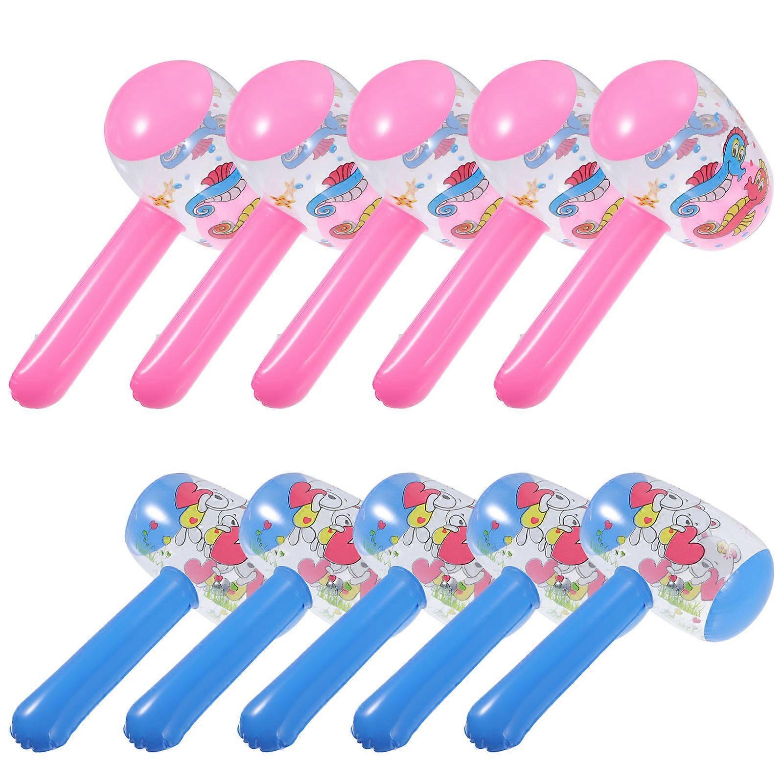 12pcs Birthday Party Inflatable Hammers Toys Cartoon Hammer with Bell Inflatable Toy for Kids Fun