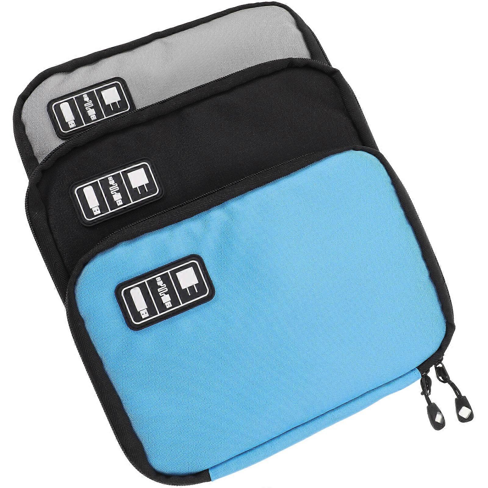Travel Electronic Organizer Electronics Bag Organizer for Digital Accessories Nylon Material Assorted Color 3Pack