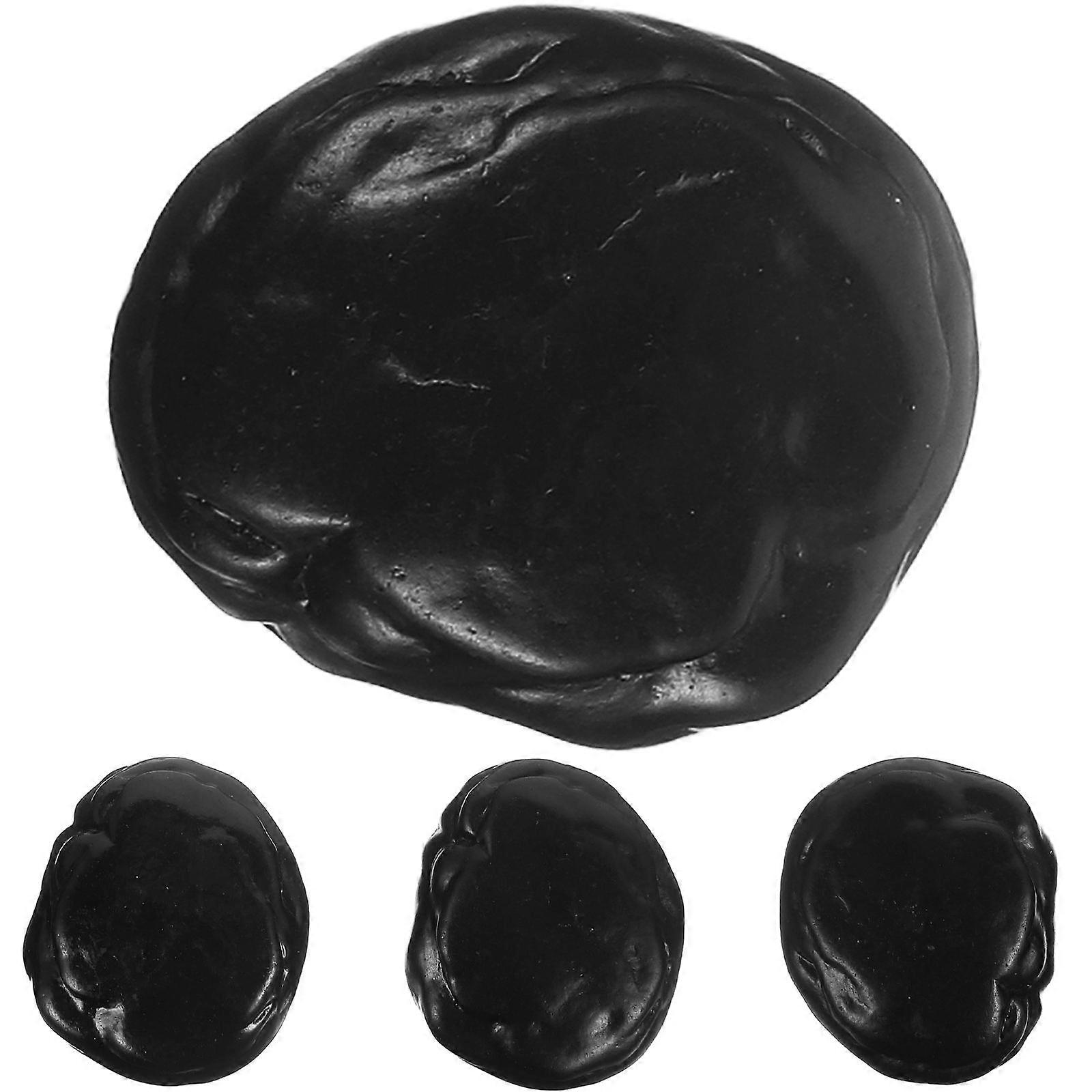 Zen Garden Stone Decoration 4pcs Resin Craft Ornament for Decor Black Small Size