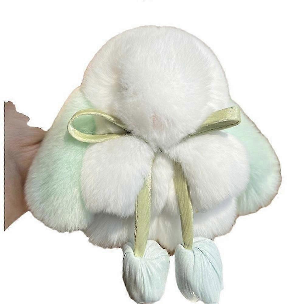 2024 Multicolor Rabbit Keychain Ring Fluffy Real Fur Pompom Bunny Trinket Key Chain Charm Cute Ring On Bag Car Key Pendnat