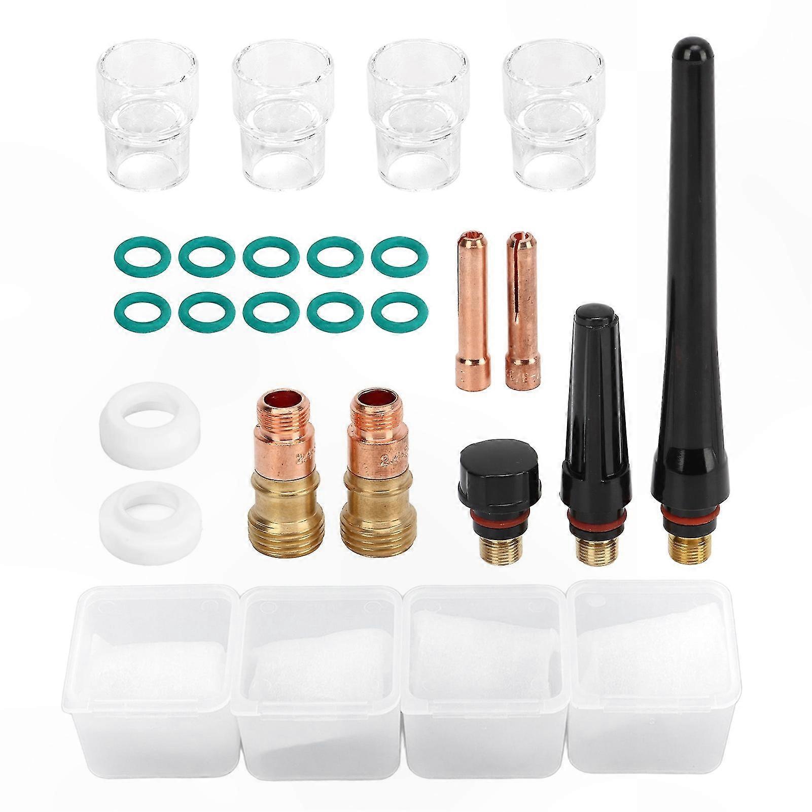 TIG Welding Accessory Kit with Glass Cup, Electrode Clamp, PTFE Cover for WP17 WP18 WP26 Torches