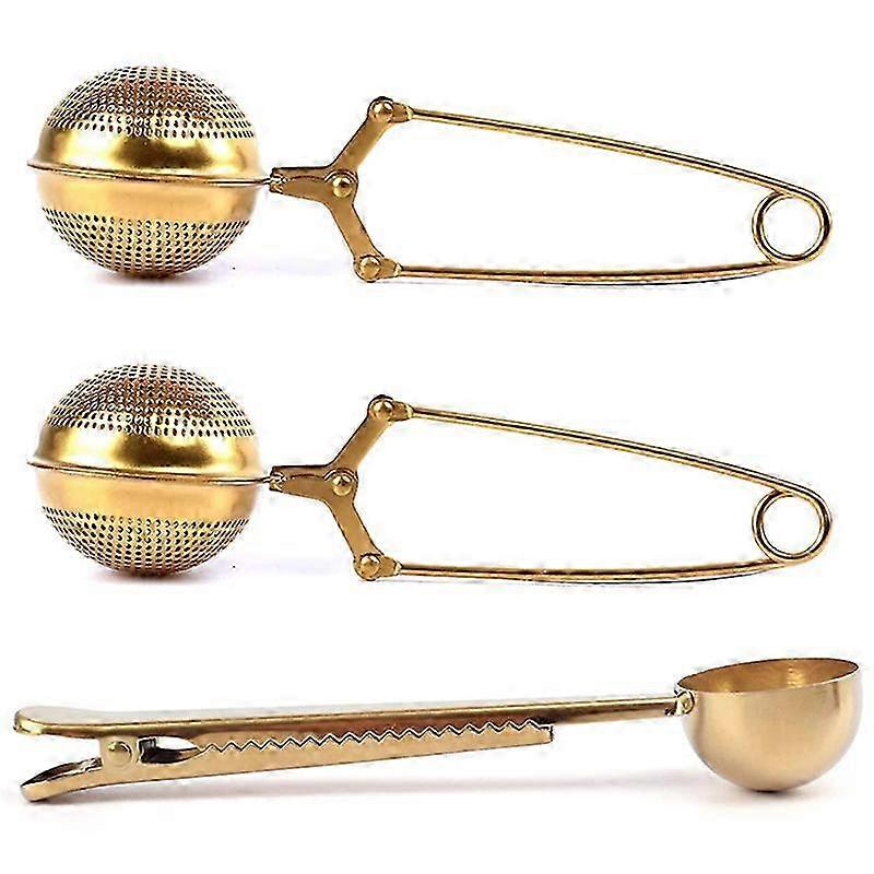 Set of 2 Tea Infusers &amp; 1 Tea Spoon - Strainer Filter Ball with Perfect Multifunctional Serve Scoop to Brew Loose Leaf