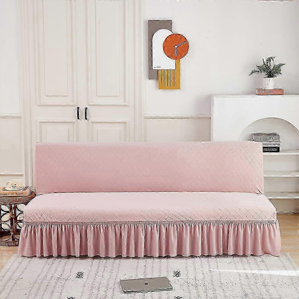 Sofa cover without armrests Stretch sofa cover pink