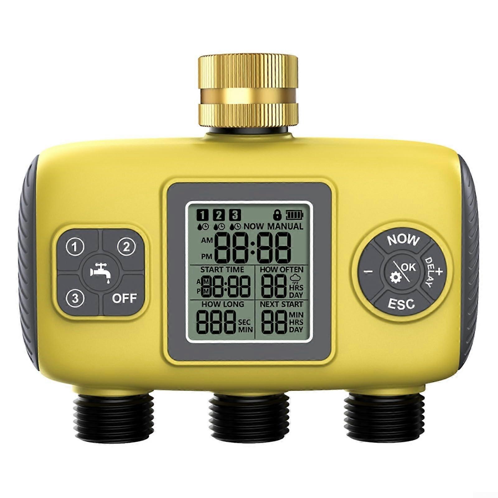 Automatic Irrigation Timer 3 Independent Outlets Battery Powered Programmable Water Timer Garden Hose Sprinkler Controller