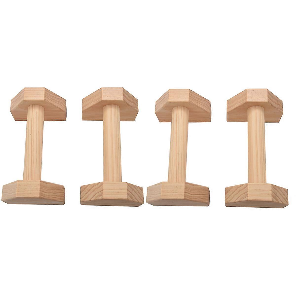2 Pair Parallettes Calisthenics Handstand Bar Wooden Training Gear Push-Ups Double Rod Stand