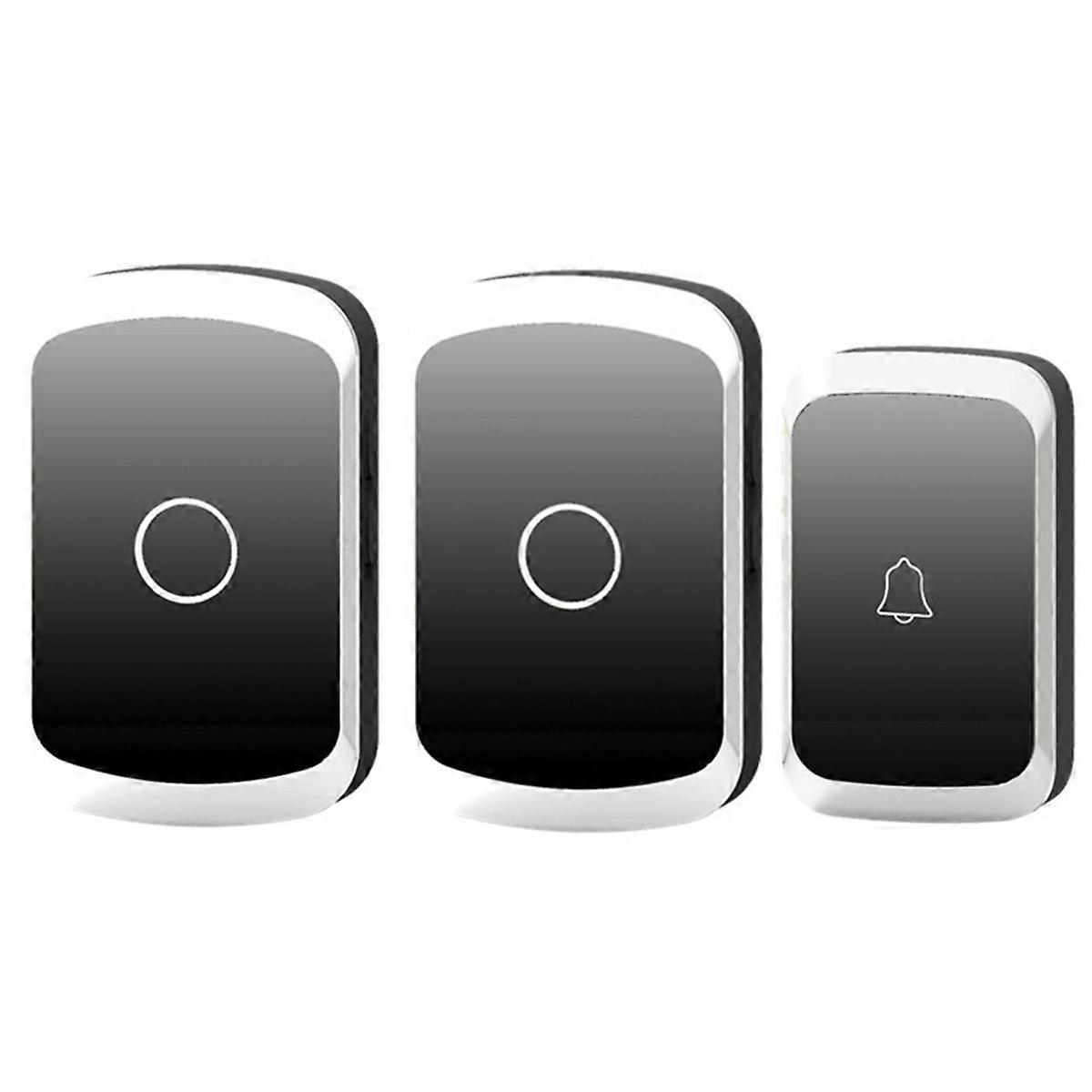Home Wireless Doorbell EU Plug 1Button 2Receiver Black