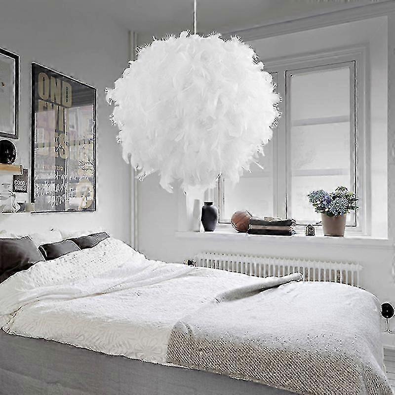 White Feather Ceiling Lampshade Pendant Non-electric Shade Shade Re...