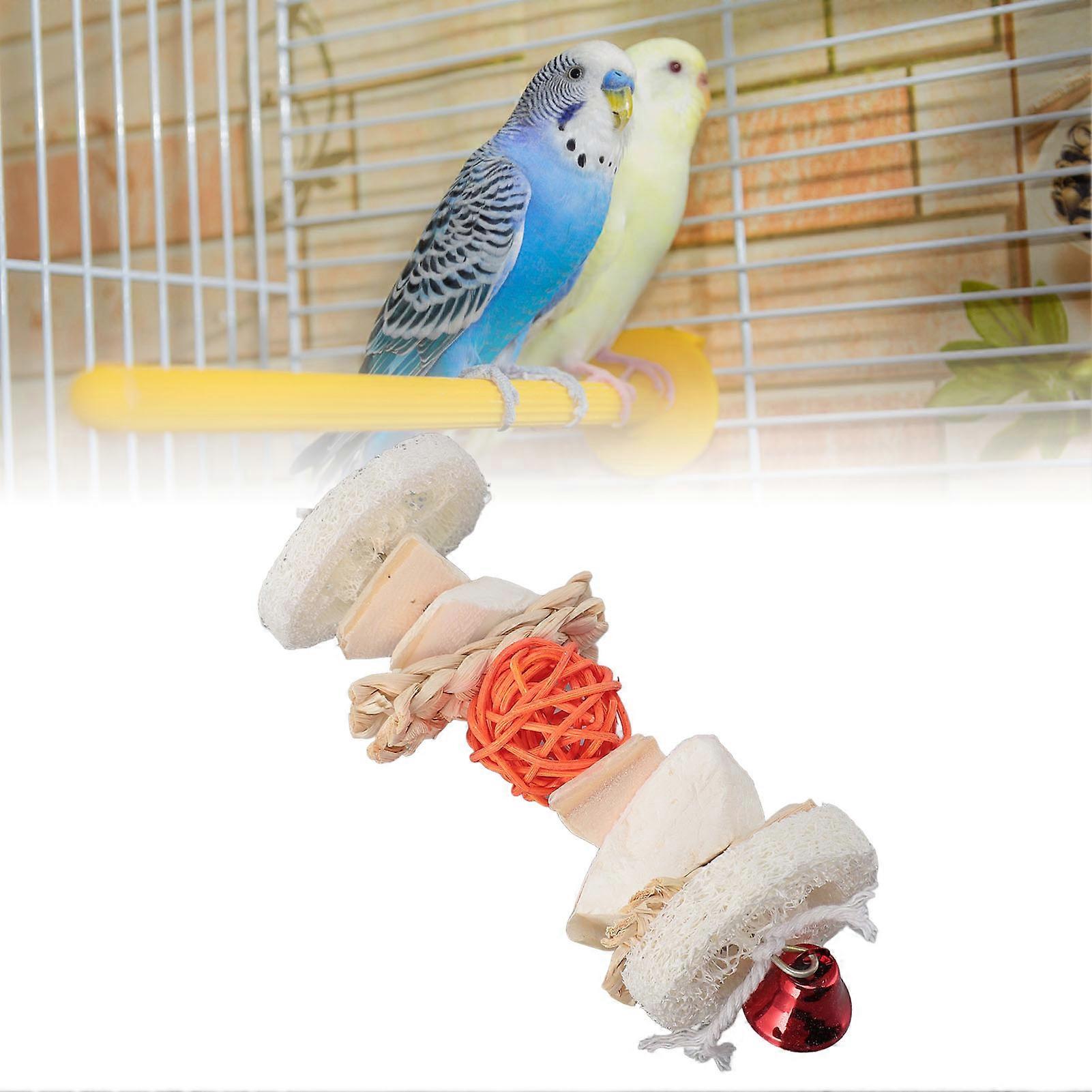 Parrot Chew Toy Rattan Cuttlefish Bone Calcium Bird Cage Toy