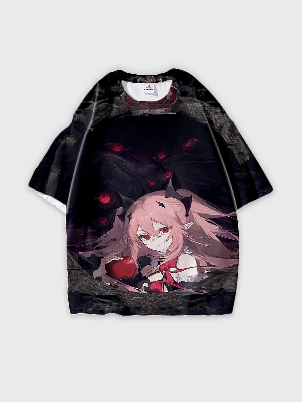 T-Shirt Round Neck, Loose Short Sleeve Seraph of the end Krul Tepes Graphic Tee, Unisex Summer Casual Top U2963