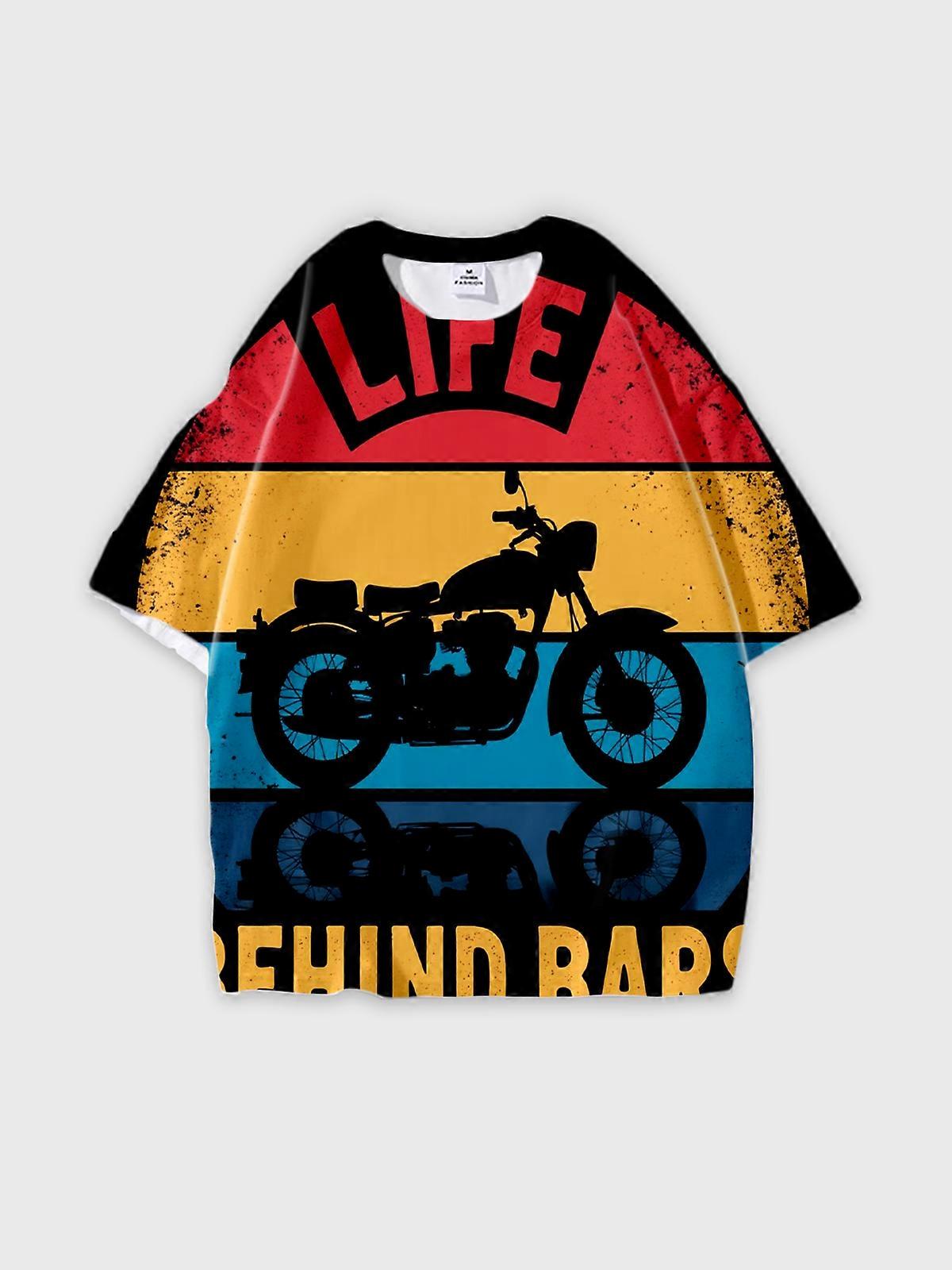 T-Shirt Round Neck, Loose Short Sleeve Pattern Graphic Tee, Unisex Summer Casual Top U2091