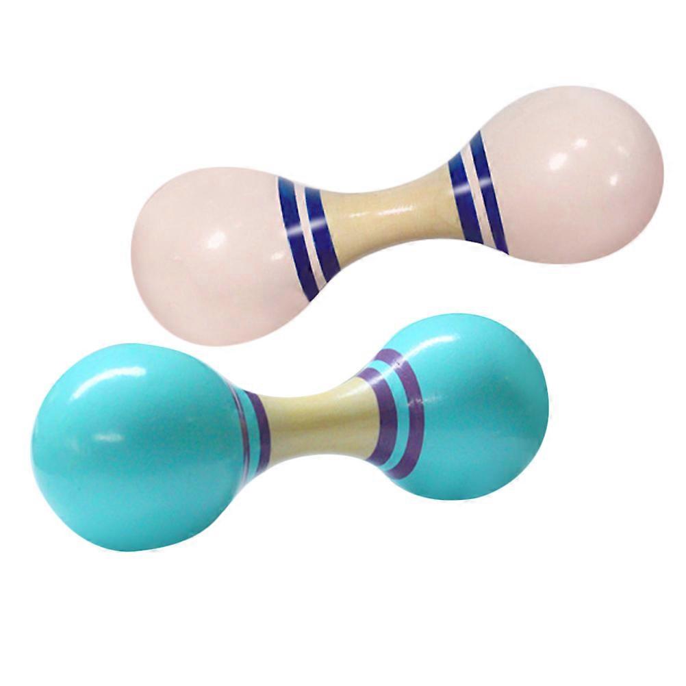 Carnival Musical Instruments Double-Headed Sand Shaker Eggs Wooden For Children School Use 2Pcs
