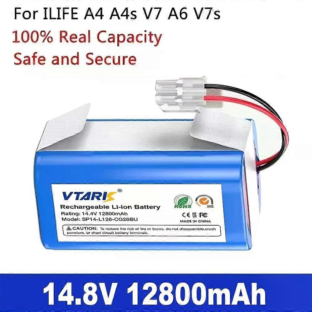 Apply 14.8V 12800mah Lithium Battery For ILIFE A4 A4s V7 A6 V7s Plus Robot Vacuum Cleaner INR18650 M26-4S1P Battery