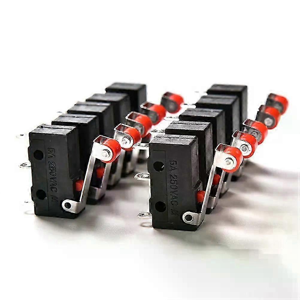 10Pcs/Set 5A 125 250V SPDT 1NO 1NC Momentary Hinge Roller Lever Tact Micro Switches 3 Pins KW11-N KW12 Mouse Reset Button