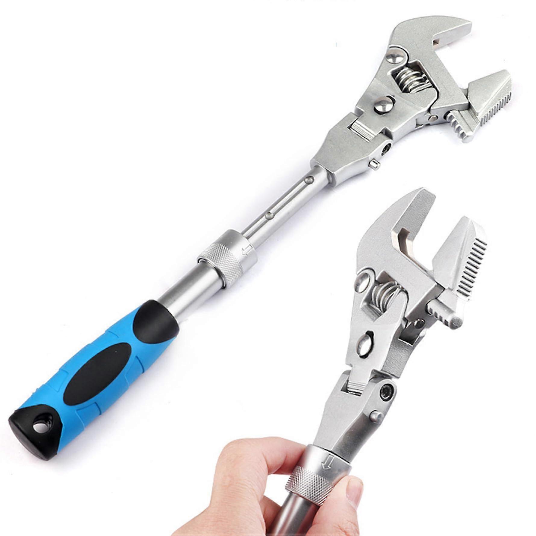 Ratcheting Adjustable Wrench 10 Inch Foldable 180 Degree Swivel Multi-Purpose Soft Handle Tool for Home Garage Workshop