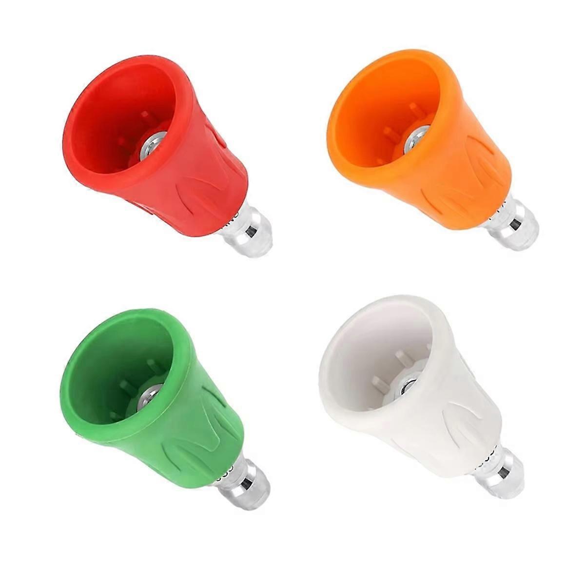 4pcs Car Washer Sector Spraying Nozzle Tips with Soft Rubber Sleeve