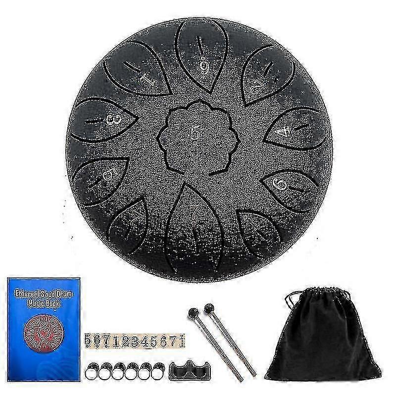 Panda Design Ocelový jazyk bubnu Handpan Nástroj 8/10/12 Jazyky s taškou, paličkami a zpěvníkem - Dárky pro dospělé a děti