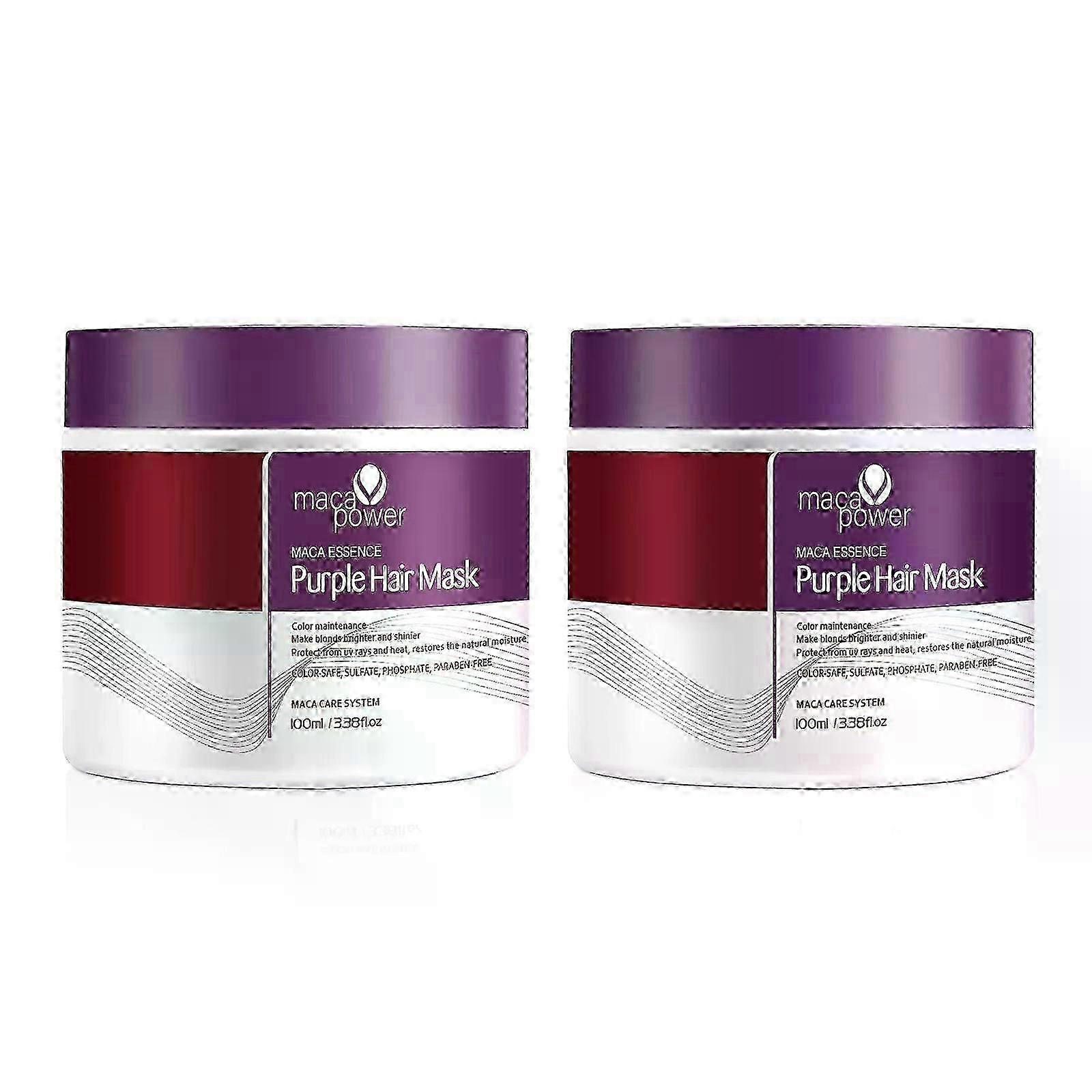 マカパープルヘアマスク、ブロンドシルバーグレーハイライトヘア用の栄養ディープコンディショナー100ml