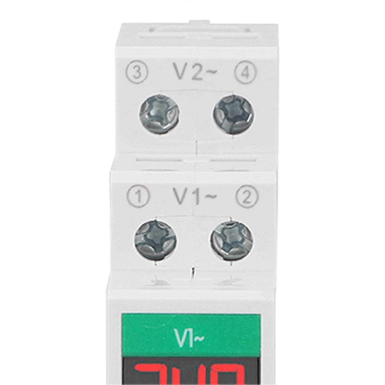 Three Phase AC Voltmeter DIN Rail Mount LCD Digital Display Volt Meter Electric Energy Meter 60-450V