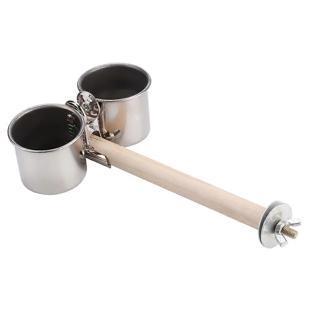 Bol à eau et nourriture pour oiseaux en acier inoxydable avec clip et support pour cage à perroquet (grand)