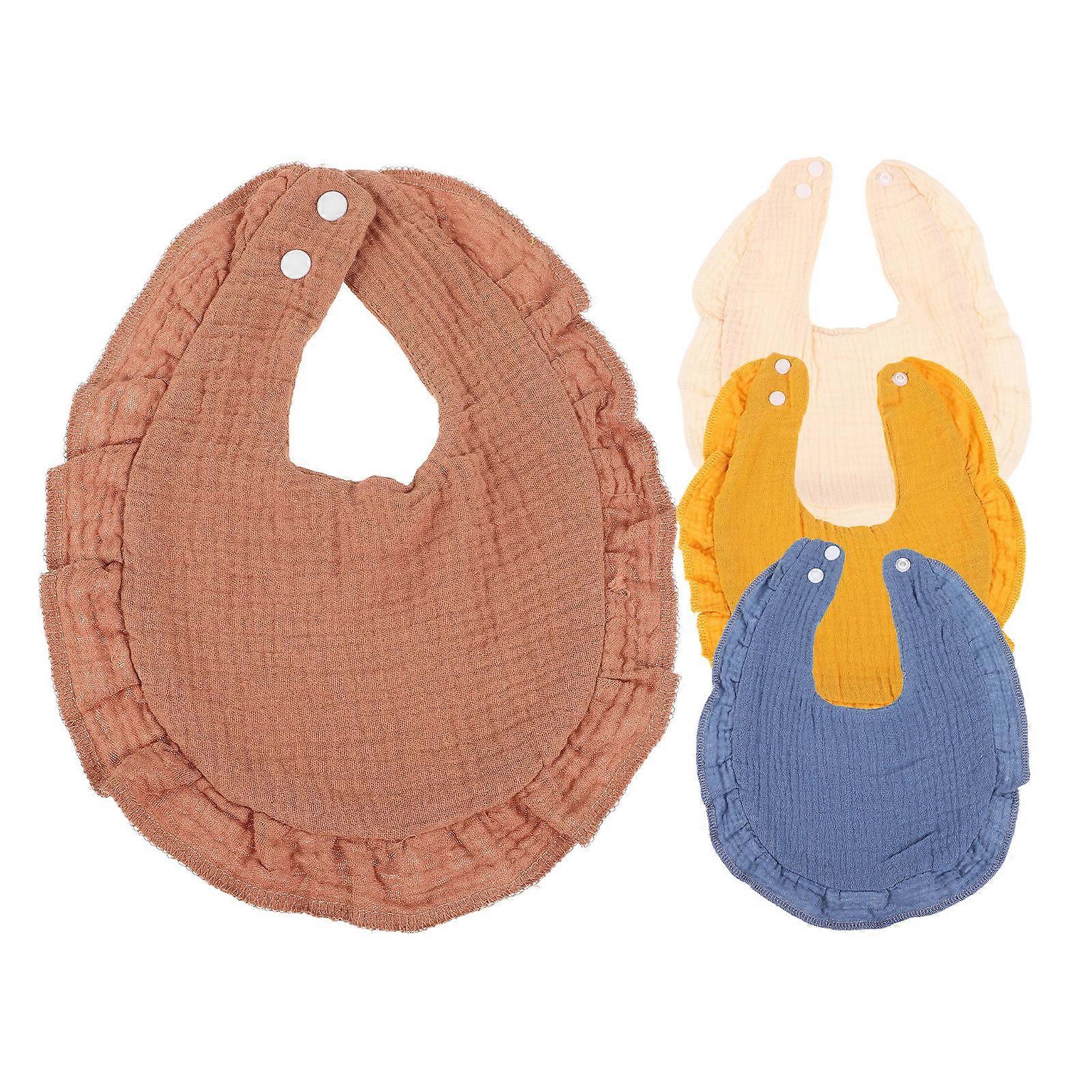 Unisex Baby Cotton Muslin Bibs for Teething 4Pcs Edge Bandana Bibs