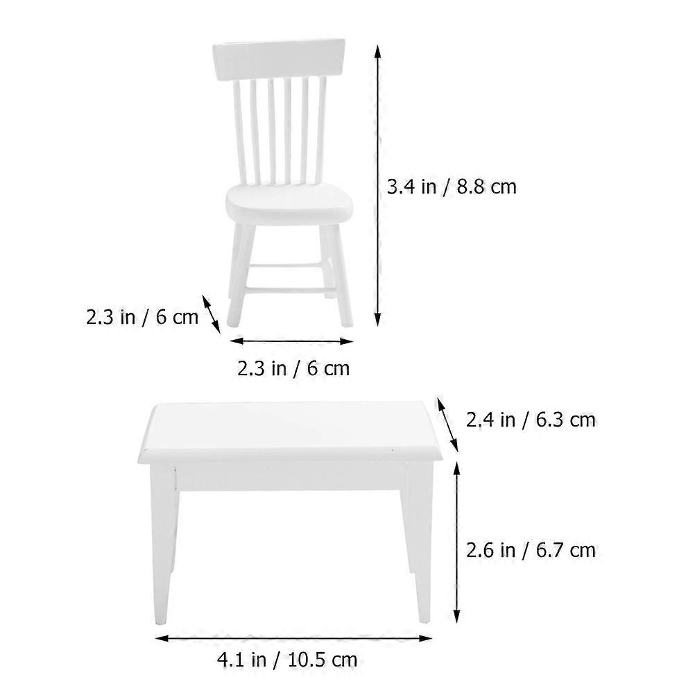 Mini Wooden Table Chair Set Doll House Accessories for Play 3Sets