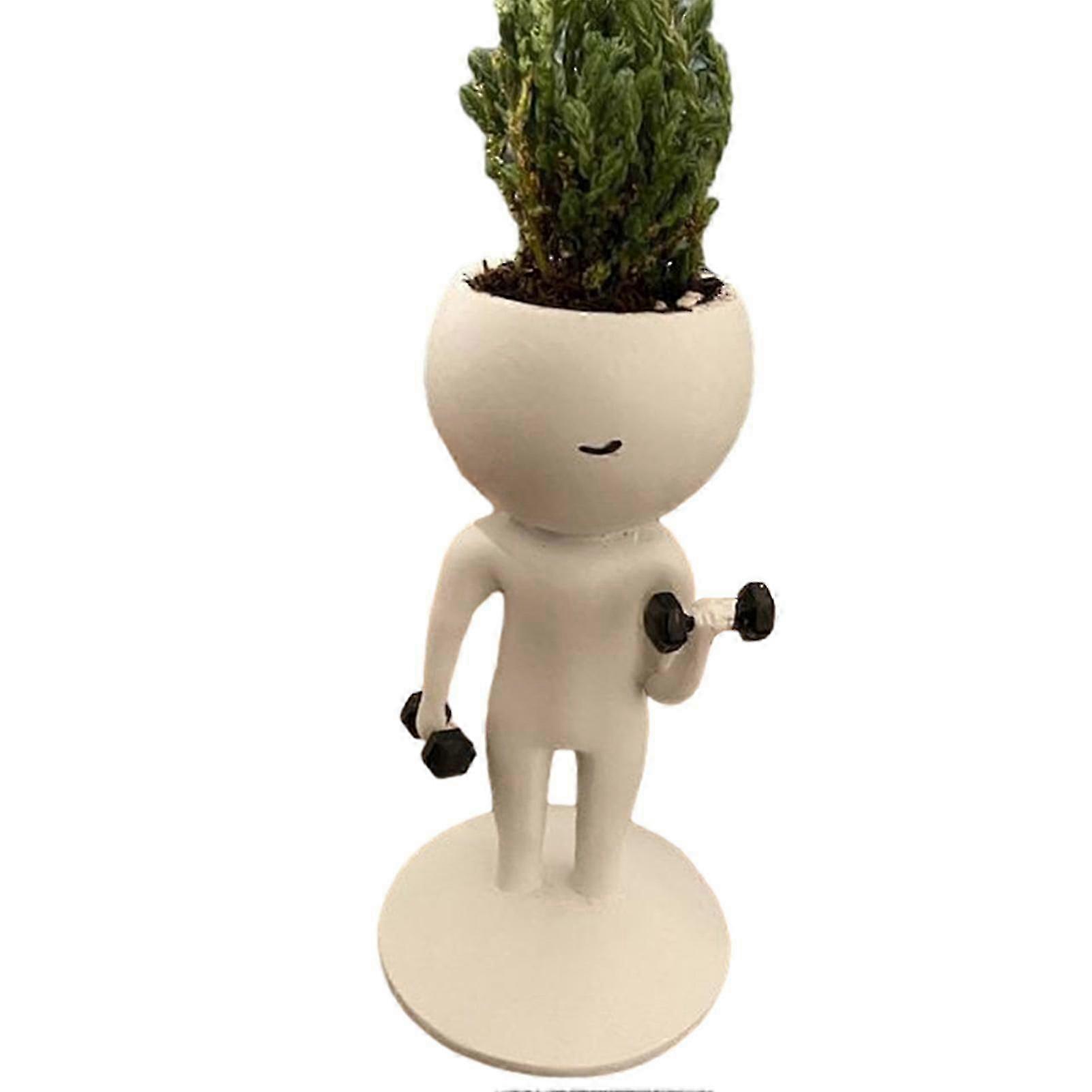 Elegant Decorative Plant Pot for Living Room and Home Featuring a Resin Dumbbell Design for Running and Fitness Enthusiasts