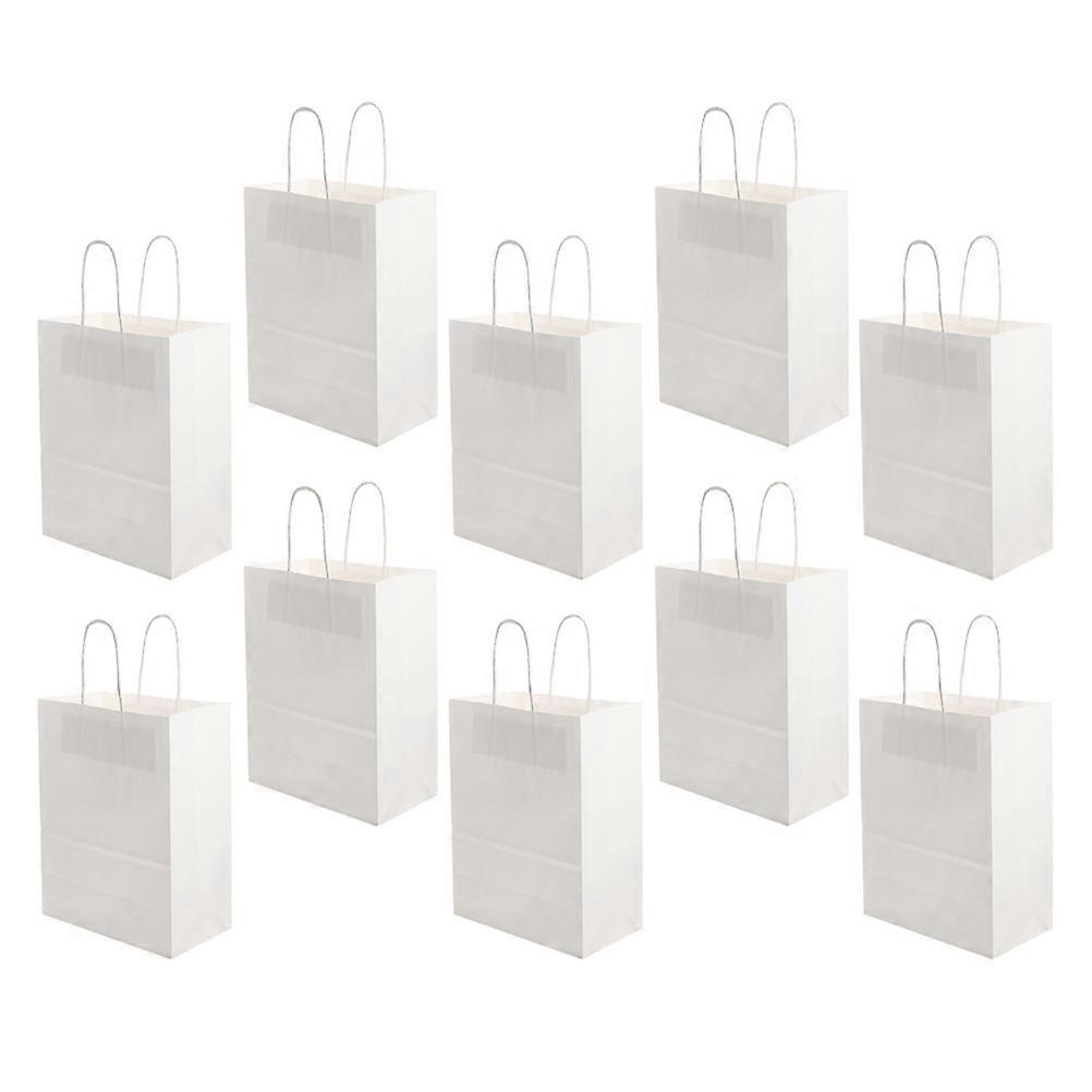 Food Wrapping Paper Bags for Takeout Use Portable White Strong Bearing Capacity with Handle 10Set