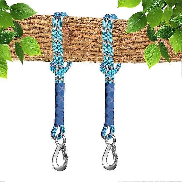 2Pcs Tree Swing Rope, 1.2m, Hammock Tree Swing Hanging Strap, Heavy Duty Hook, for Indoor Outdoor Swing Hammock Playground Set Accessories, Blue