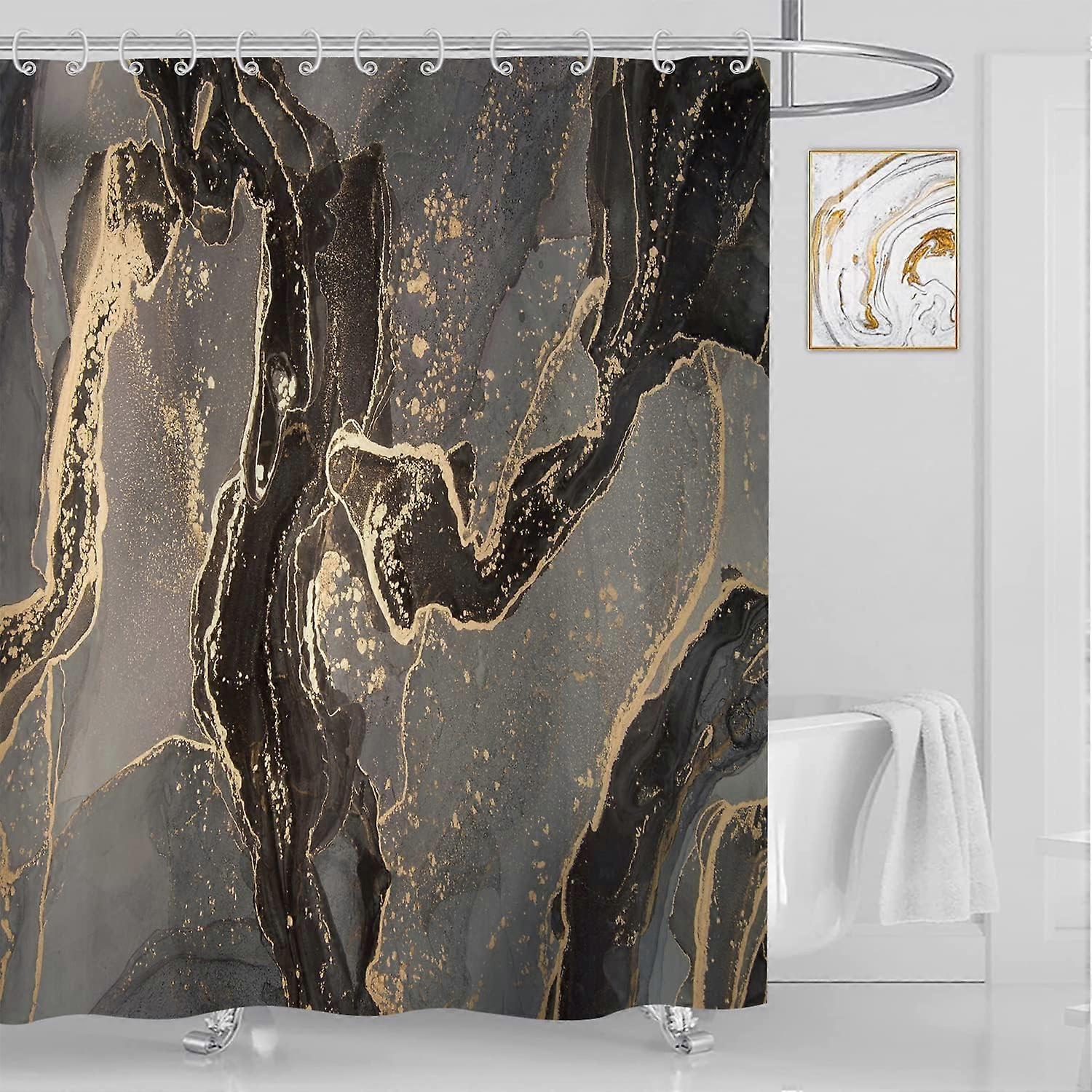 Marble Shower Curtain,Modern Abstract Marble Look Washable Textile
