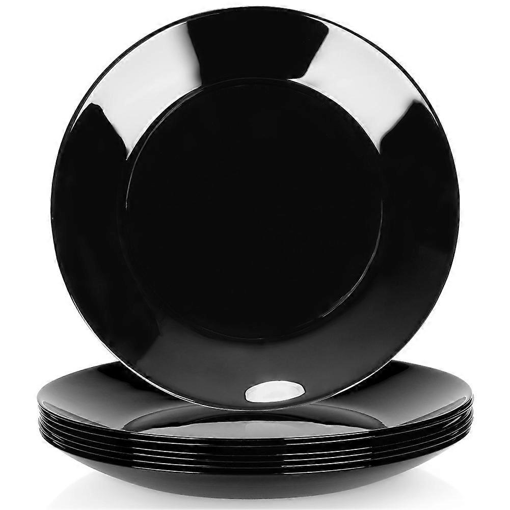 Dessert plates in glass, black, 18 cm, set of 6