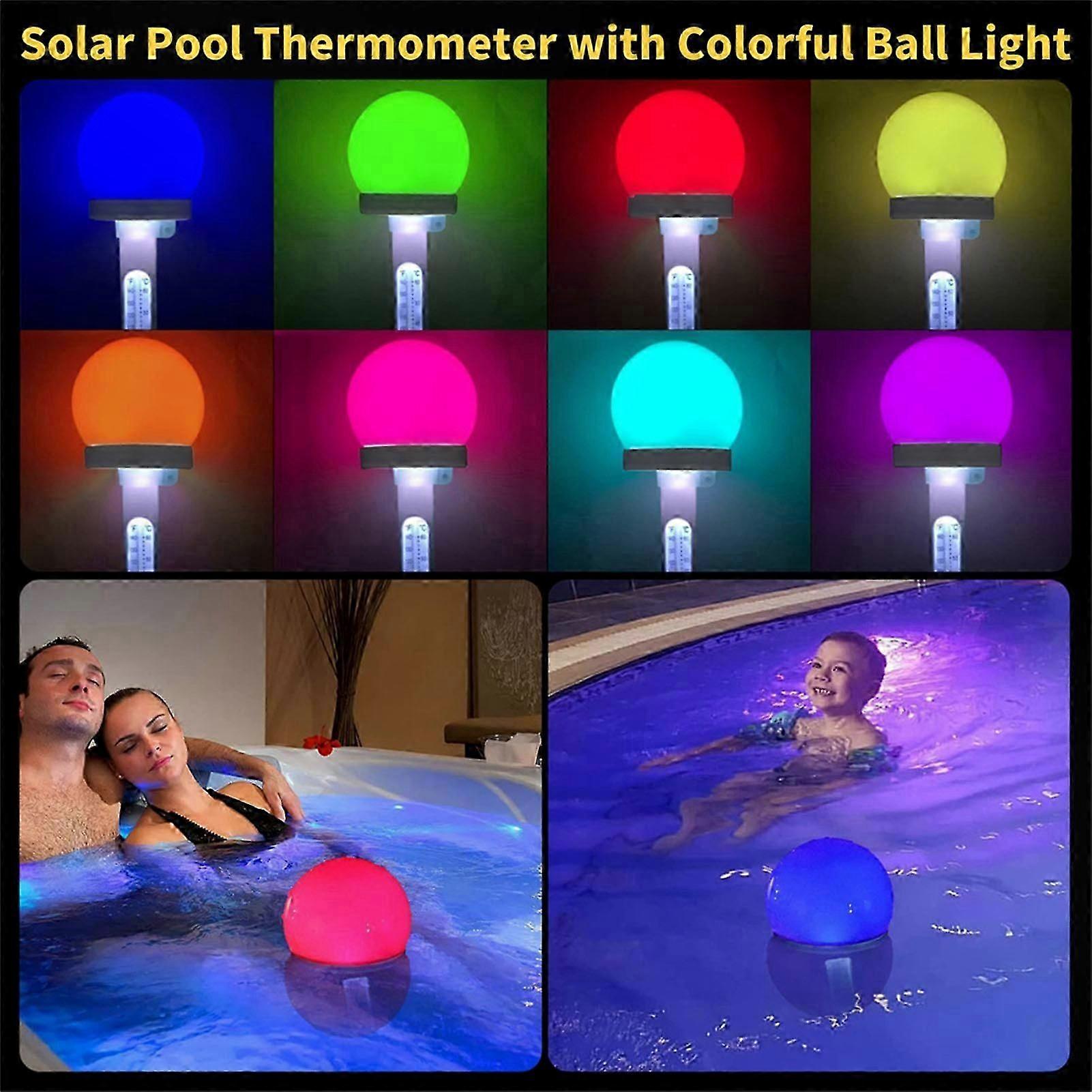 Floating Pool Thermometer for Indoor and Outdoor Pools, Spas, and Hot Tubs - Decorative and Practical Solar-Powered Design