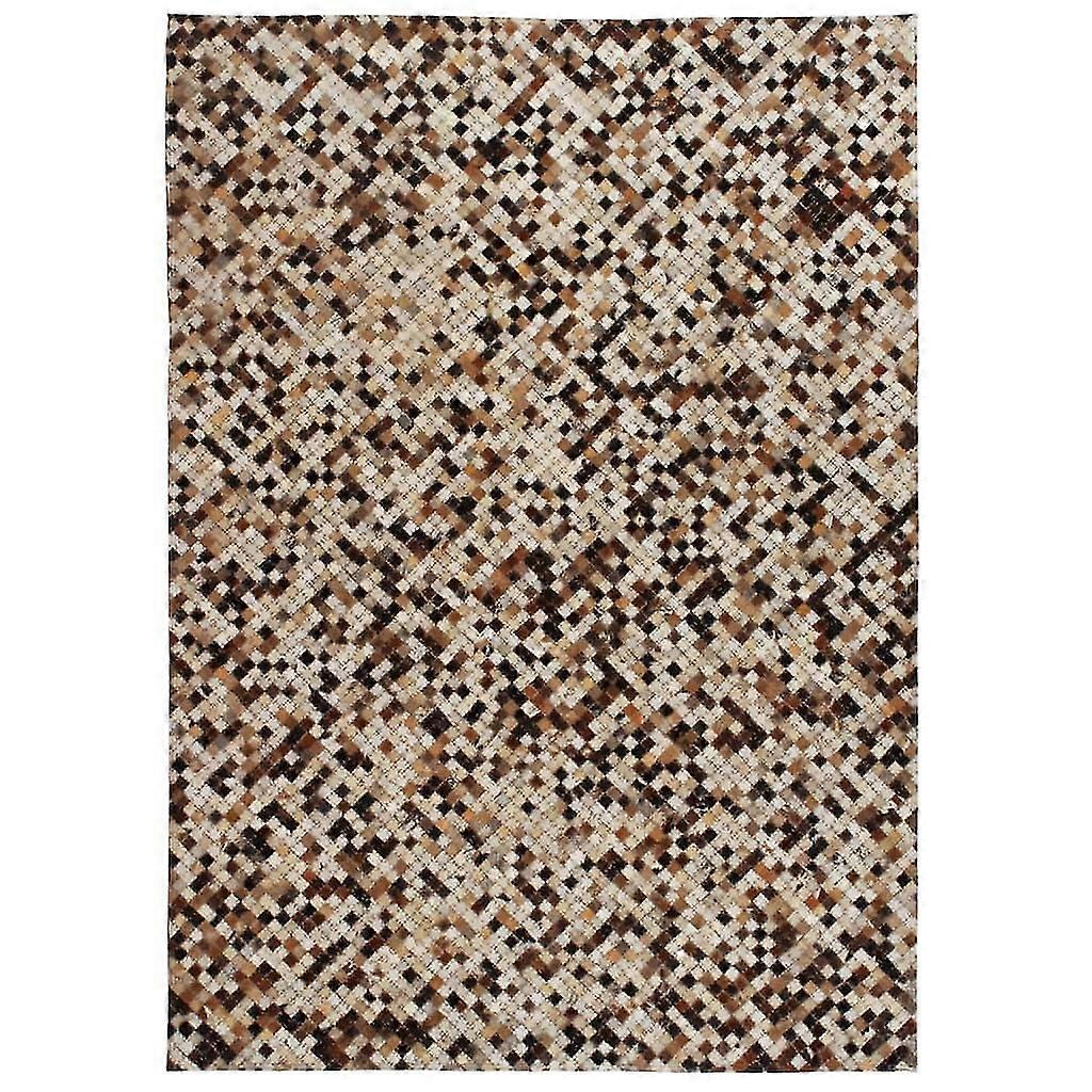 Rug Genuine Leather Patchwork 80x150 Cm Square Brown/white