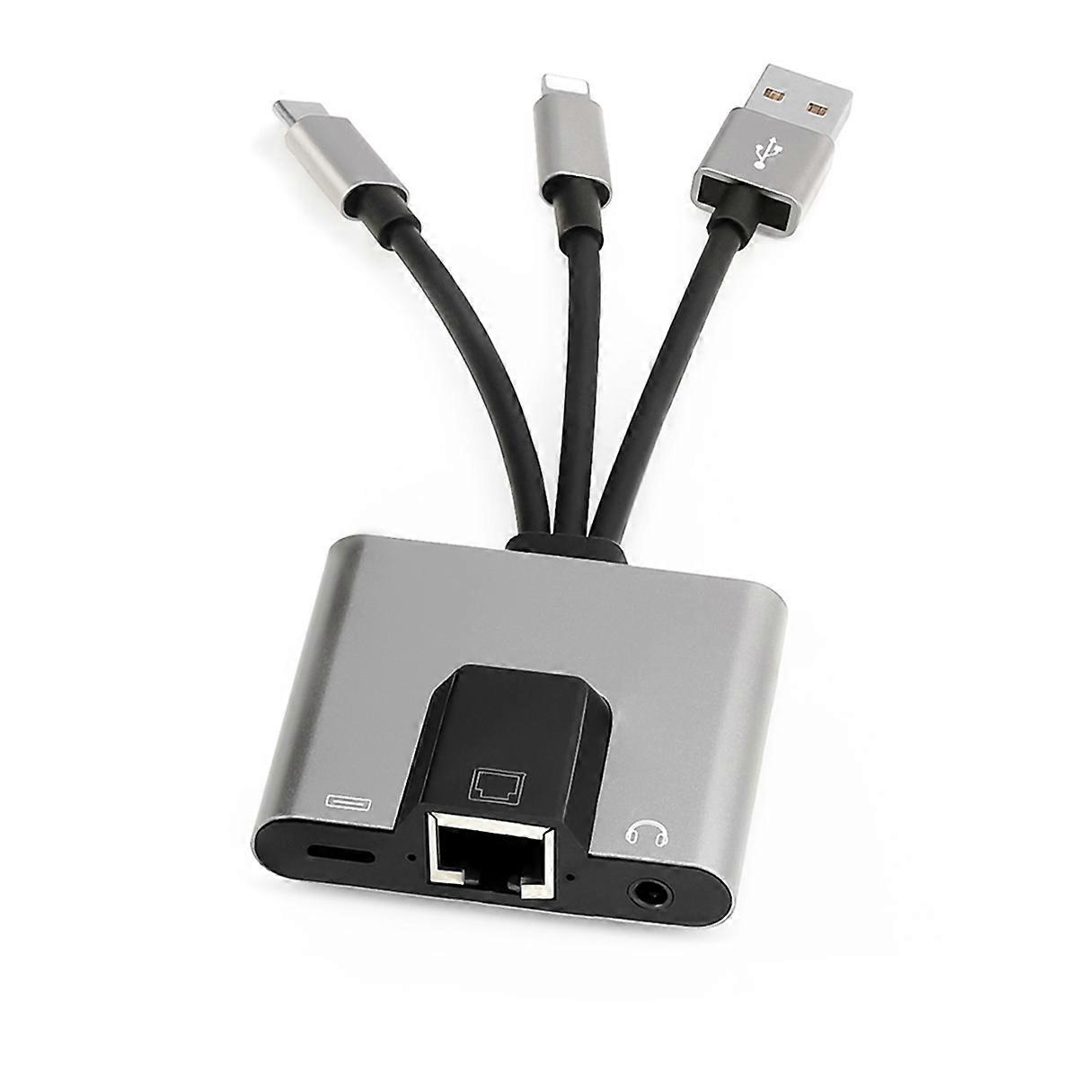 Type-C to 3.5mm RJ45 Hub USB C to Ethernet LAN Network Adapter Audio PD Fast Charging Docking Statio