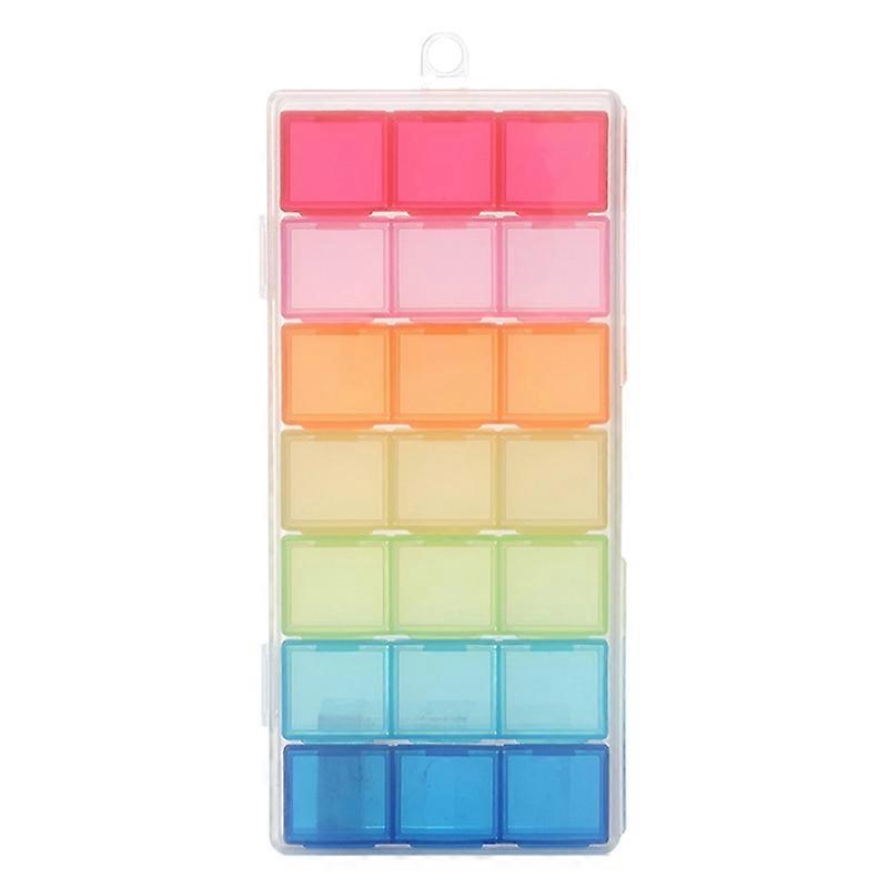 21 Compartment Transparent Color Plastic Box Pill Tray Storage Case